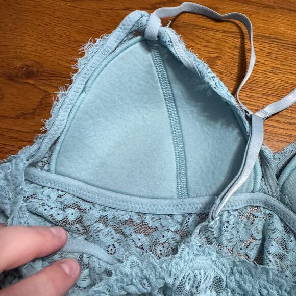 Aerie Blue Lace Wireless Longline Bralette Women's Size Small w/ Foam Padding - Picture 5 of 8